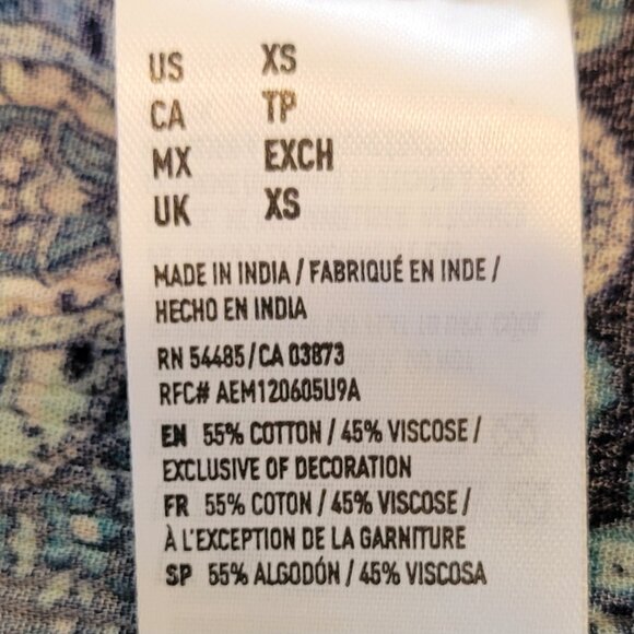 American Eagle Gauzy Babydoll Boho Peasant Blue Paisley Mini Dress - Picture 13 of 14